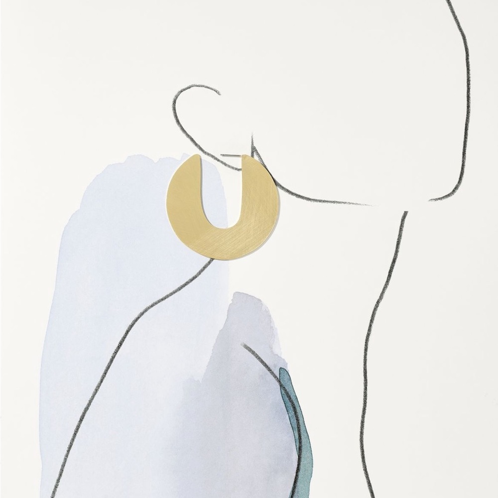 Anthropologie Brushed Gold Open-Circle Hoop Earrings - Picture 3 of 3